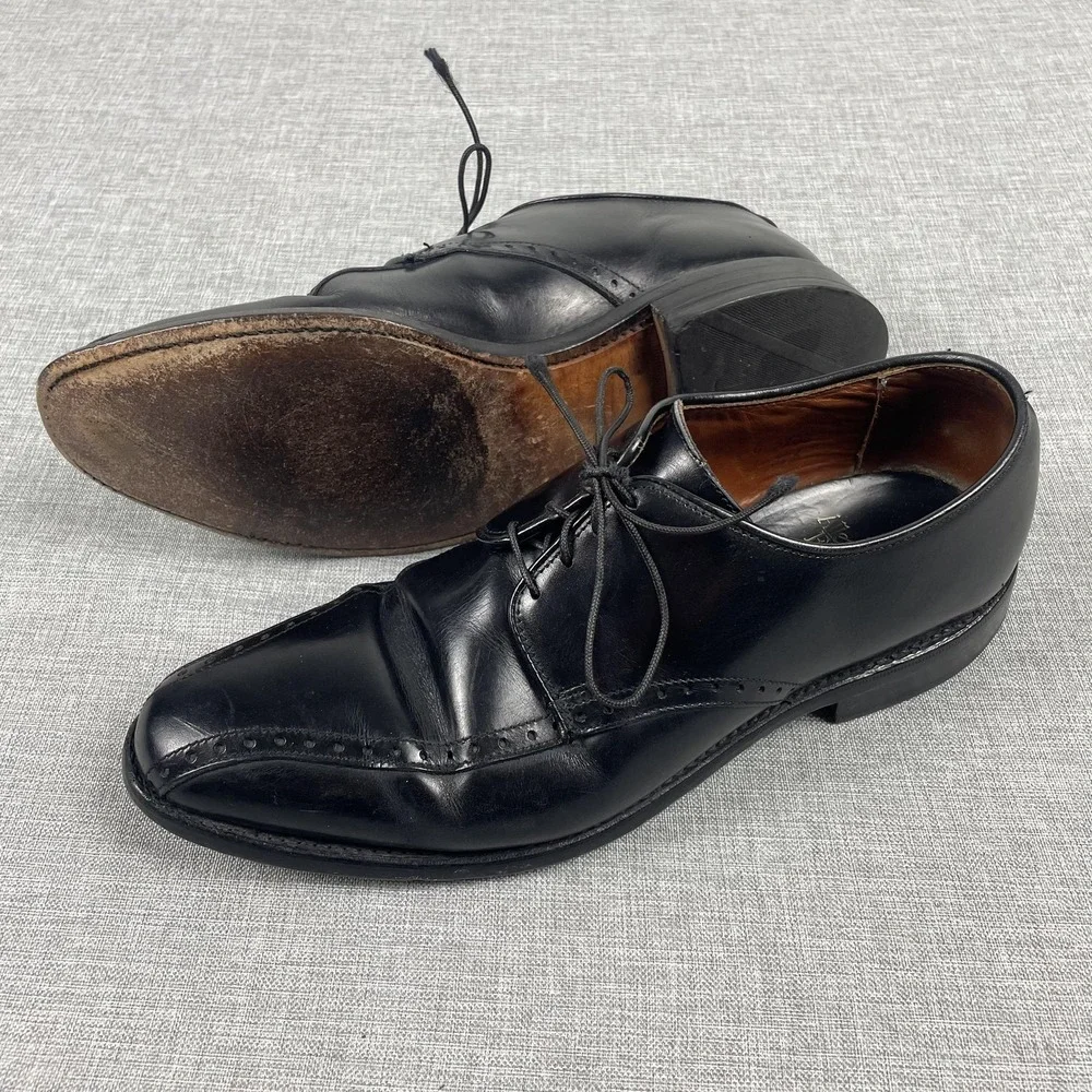 Allen Edmonds Wendell Shoes Mens‎ Size 7 Black Derby Cap Toe Leather Made USA